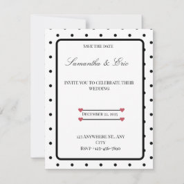 Save the Date Black and white polka dot wedding Spara Datumet