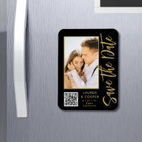 Save The Date Black Gold Stylish Modern Wedding