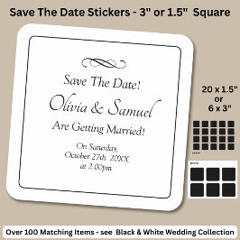 Save The Date - Black & White with Infinity Scroll Fyrkantigt Klistermärke