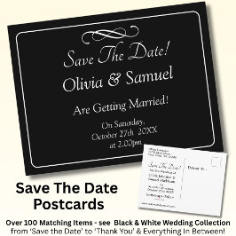 Save The Date -Black & White with Infinity Scroll Meddelande Vykort