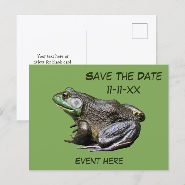 Save The Date Bullfrog Nature Vykort (Fram/baksida)