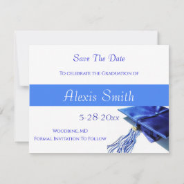 Save The Date Cards - Blue Graduation Cap Spara Datumet