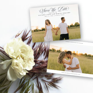 Save The Date Classic Script Full Bleed Wedding Meddelande