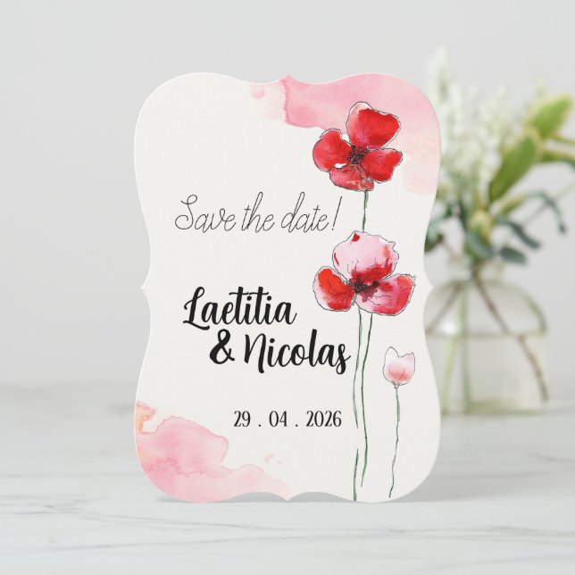 Save the Date "Coquelicots" Inbjudningar (Stående Fram)