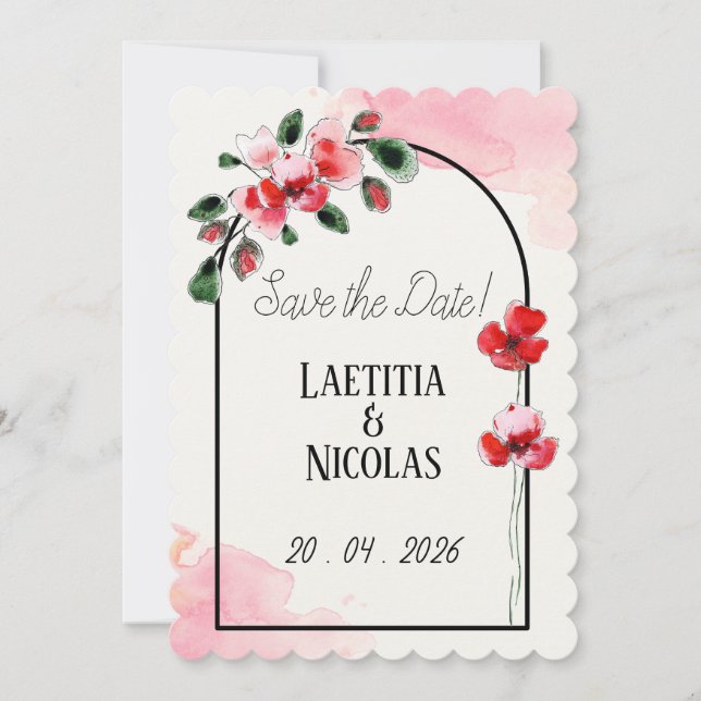 Save the date "Coquelicots" Spara Datumet (Framsida)