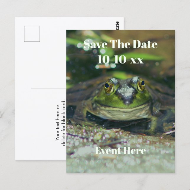 Save The Date Cute Frog Nature  Vykort (Fram/baksida)