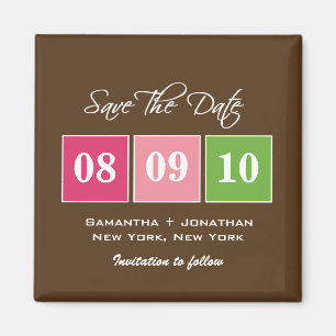Save The Date: Datumblock - Fuchsia-Grönt Magnet