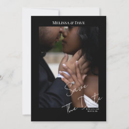 Save The Date- Elegant Black background with photo Inbjudningar