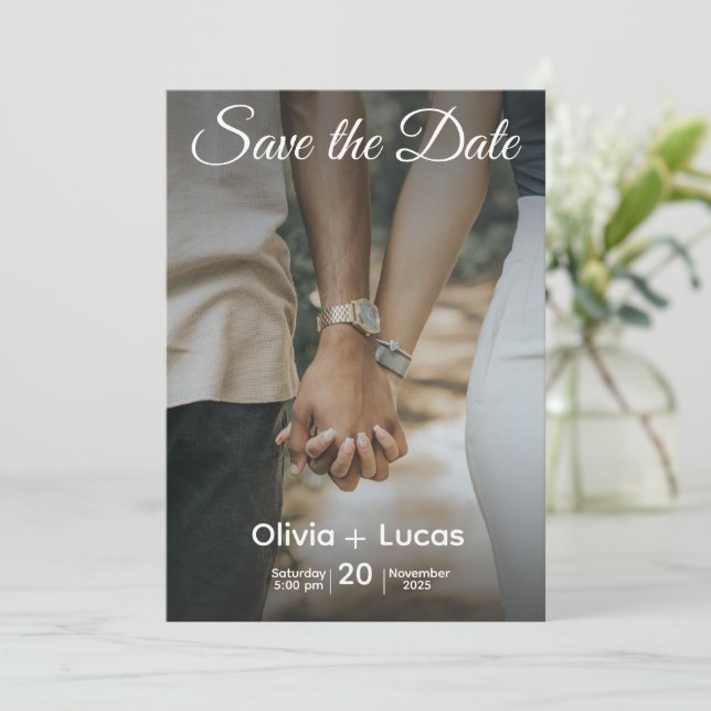  Save the Date – Elegant Wedding Invitation Design Inbjudningar (Stående Fram)