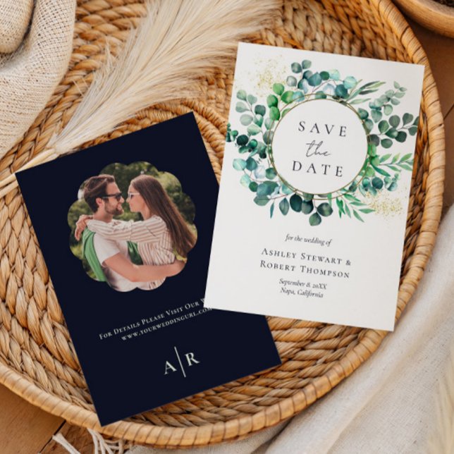 Save the Date Eucalyptus Watercolor Wedding  Inbjudningar (Skapare uppladdad)