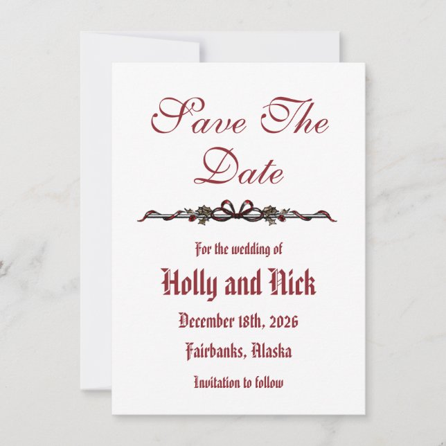 Save The Date Flat Announcement Card Meddelande (Framsida)