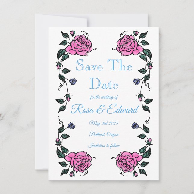 Save The Date Flat Announcement Card Meddelande (Framsida)