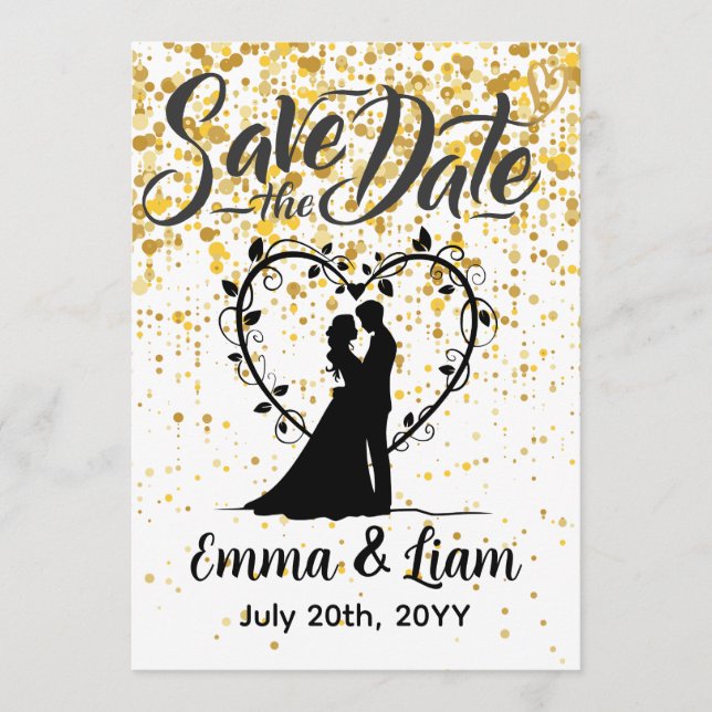 Save the Date Gold Glitter Spara Datumet (Framsida)