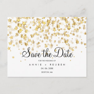 Save the Date Gold Stars Vykort