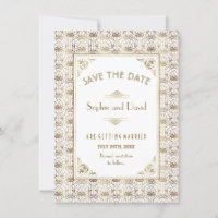 Save The Date | Guld White Roaring 20:s Art Deco