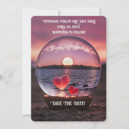 Save the Date Hearts on the Beach Pretty Inbjudningar