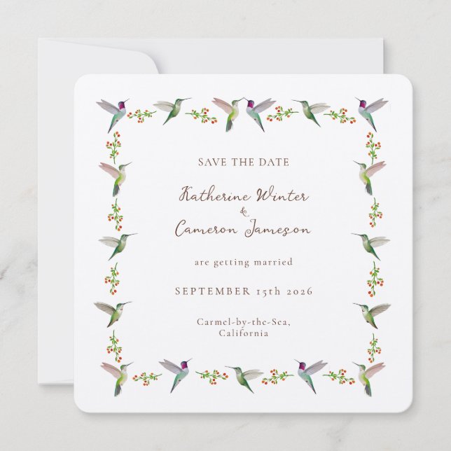 Save the Date Hummingbird Card (Framsida)