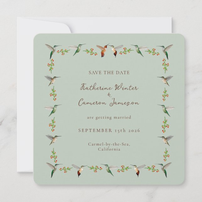 Save the Date Hummingbird Card (Framsida)
