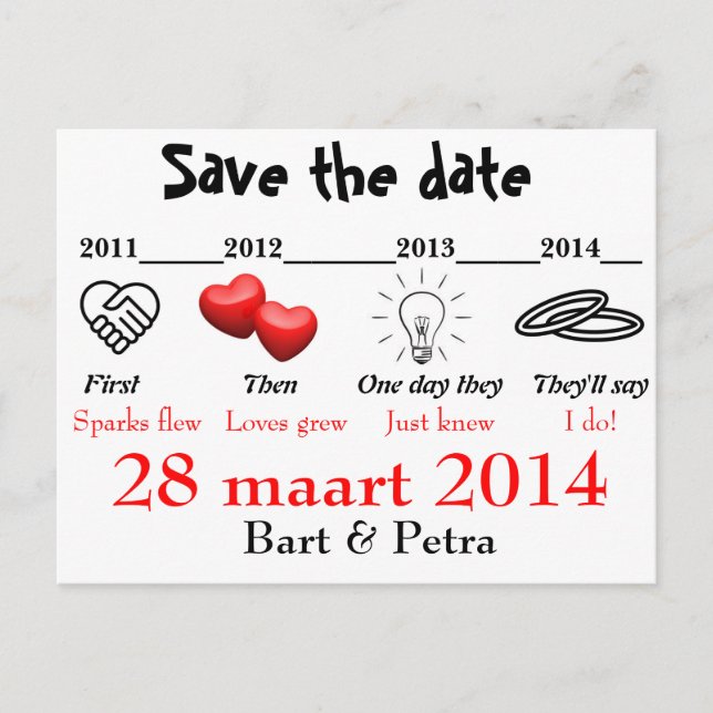 Save the date meddelande vykort (Framsida)