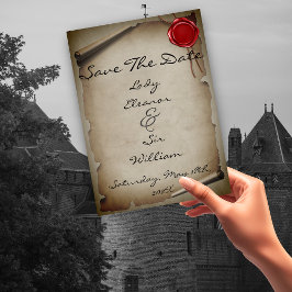 Save The Date Medieval Gray Scroll Wax Seal Spara Datumet