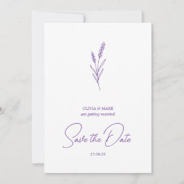 save the date minimalist elegant writing lavender inbjudningar
