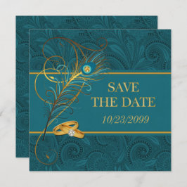 Save the Date Peacock Teal Wedding Spara Datumet