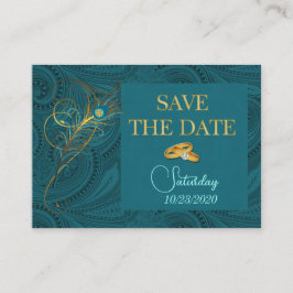 Save the Date Peacock Wedding Mini Handout Tilläggskort