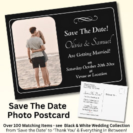 Save The Date, Photo - Black & White with Infinity Meddelande Vykort
