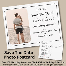 Save The Date, Photo - Black & White with Infinity Meddelande Vykort