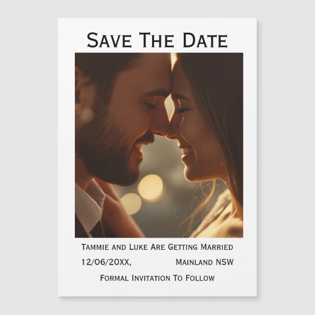 Save the Date Photo Wedding Magnet  (Framsida)