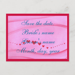 Save the date postcard, wave of red hearts meddelande vykort