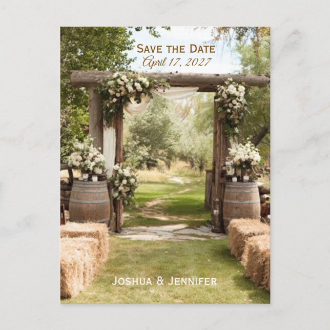 SAVE THE DATE RANCH STYLE WEDDING POSTCARD VYKORT (Framsida)