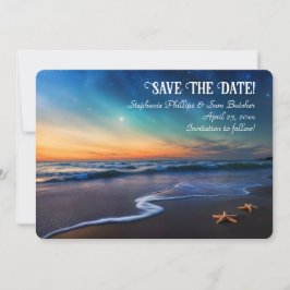 Save the Date Romantic Beach Fantasy Starfish Inbjudningar