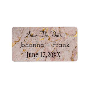 Save The Date Rosa och Guld Marble Adressetikett