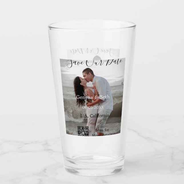 Save the date simple minimal QR scan code details  Glaskopp (Framsida)