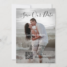 Save the date simple minimal QR scan code details  Inbjudningar