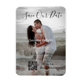 Save the date simple minimal QR scan code details  Magnet