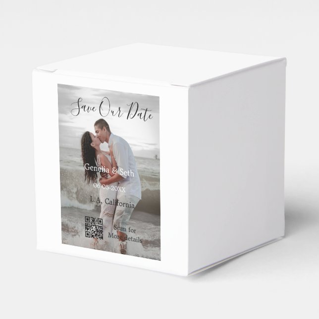 Save the date simple minimal QR scan code details  Presentaskar (Framsidan Sidan)