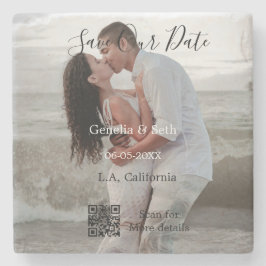 Save the date simple minimal QR scan code details  Stenunderlägg