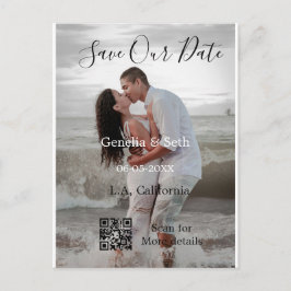 Save the date simple minimal QR scan code details  Vykort