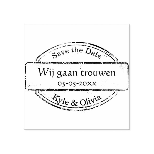 Save the Date stempel met namen en datum Stämpel (Tryck)