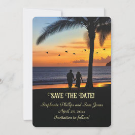 Save the Date Tropical Beach Couple Inbjudningar