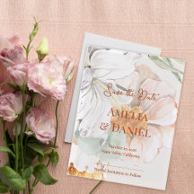 Save the Date Wedding Card | Floral Blush Peach