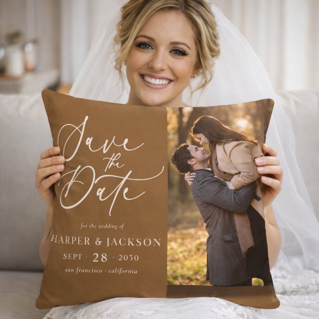 Save the Date Wedding Custom Photo Kudde (Skapare uppladdad)