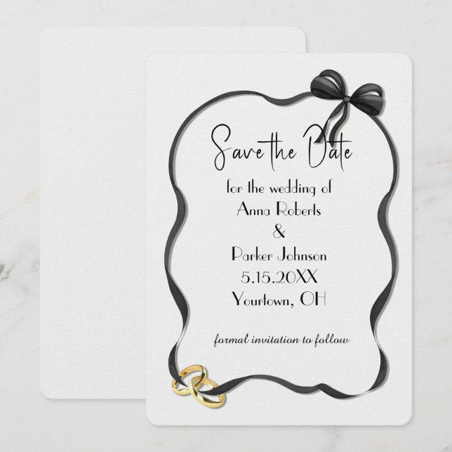 Save the Date Wedding Frame On White Inbjudningar (Fram/baksida)
