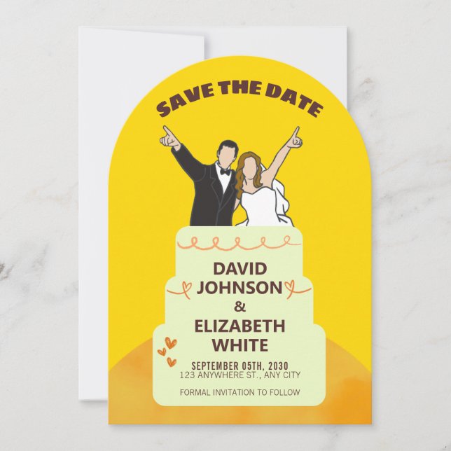 Save the Date Wedding Invitation – Bold Yellow  Inbjudningar (Framsida)