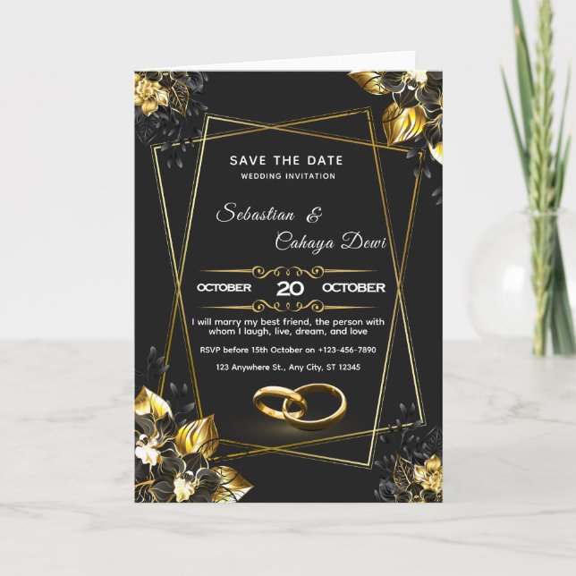 Save the Date Wedding Invitation – Elegant Floral  Helgkort (Framsida)