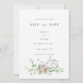 Save the Date Wedding Invitation Viola & Eucalypt Inbjudningar