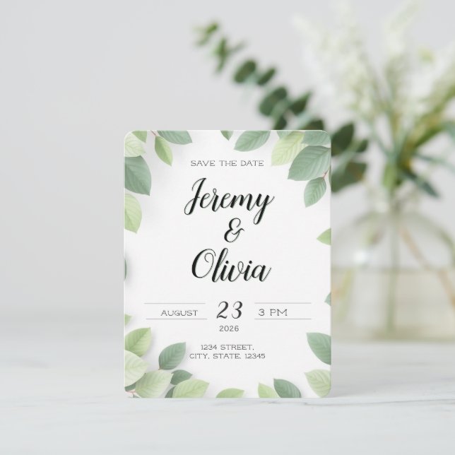 Save The Date Wedding Invite Simple  (Stående Fram)
