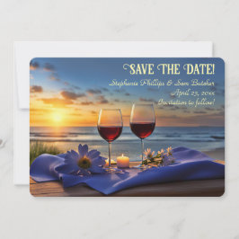 Save the Date Wine on the Beach Sunset Inbjudningar